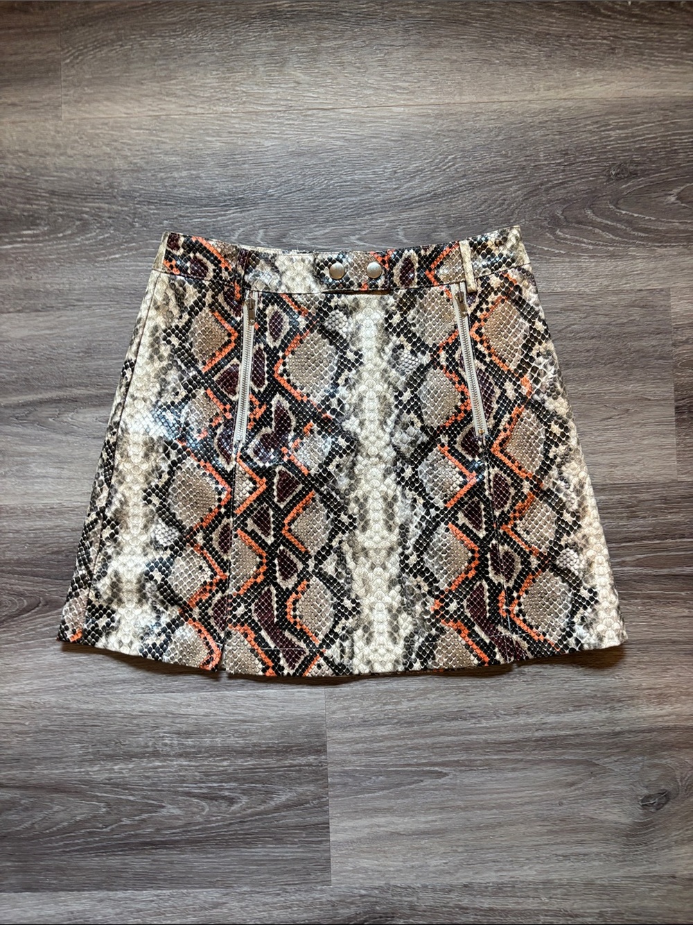 Altar'd State orange detail snakeskin skirt |size S|